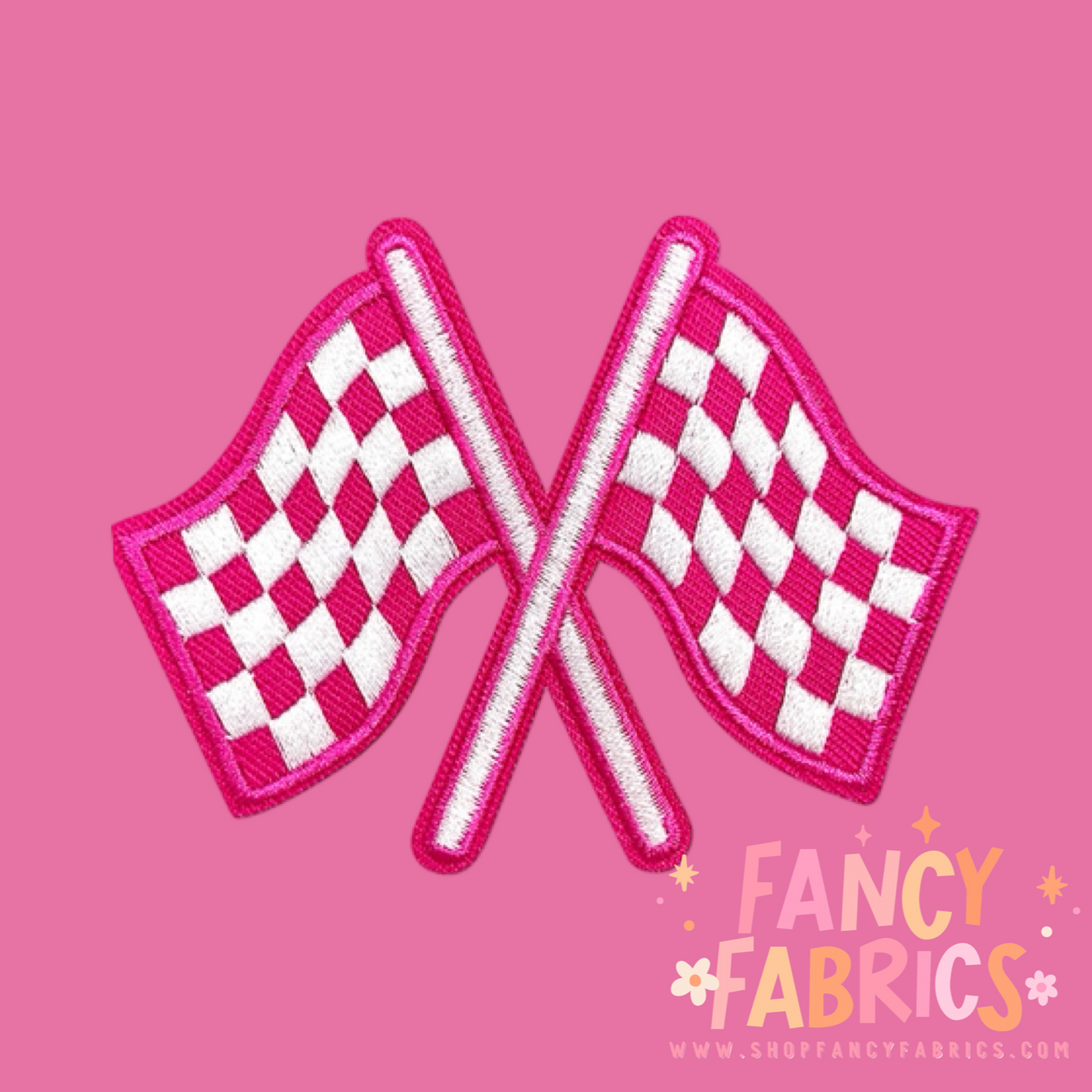 Pink Racing Flags Iron on patch