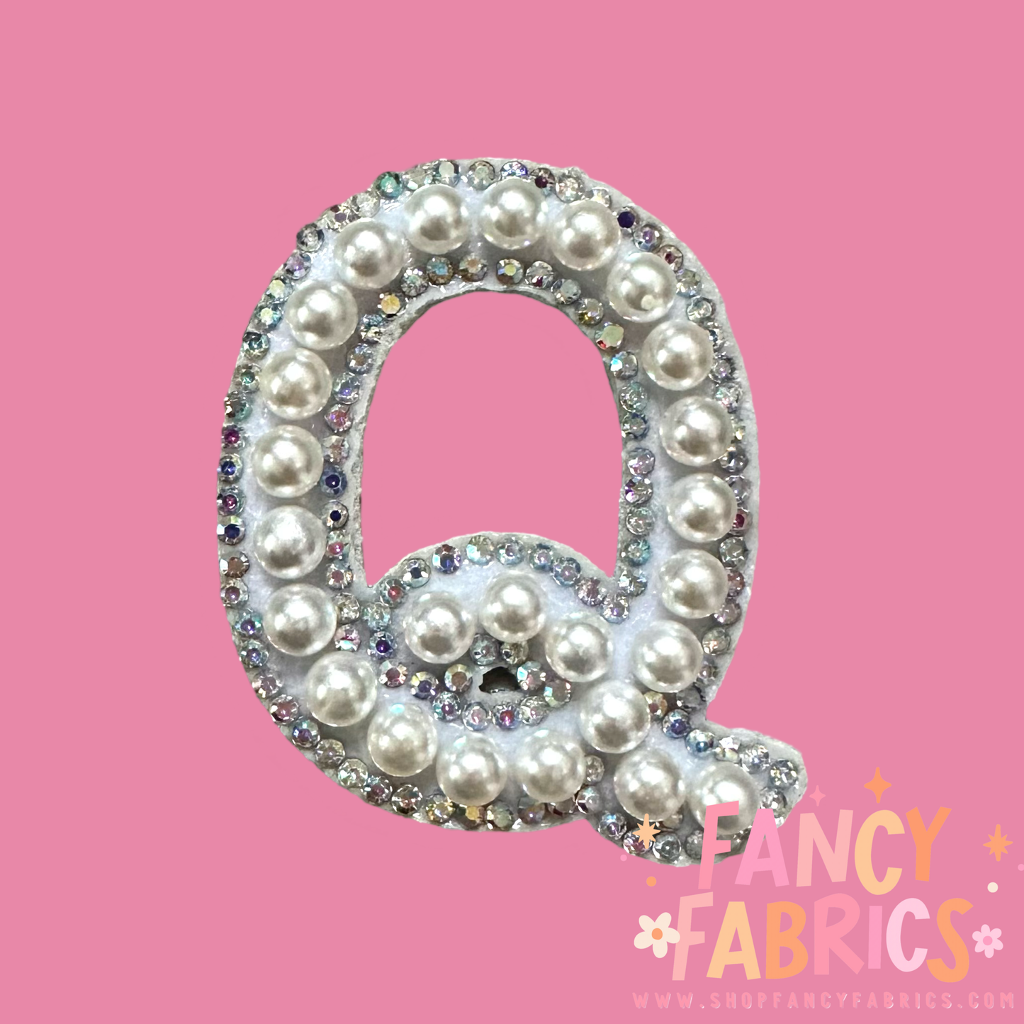 Q (Pearls + Rhinstones) | Iron On Patch