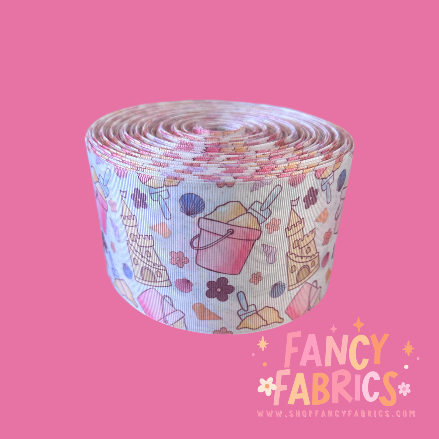 Sand Castles 3" single sided ribbon