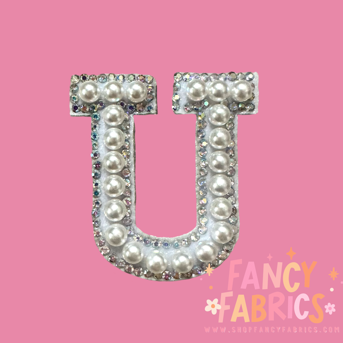 U (Pearls + Rhinstones) | Iron On Patch