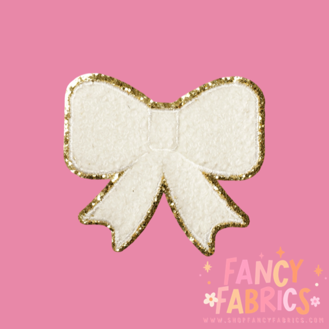 White Glitter Bow | Iron On Patch