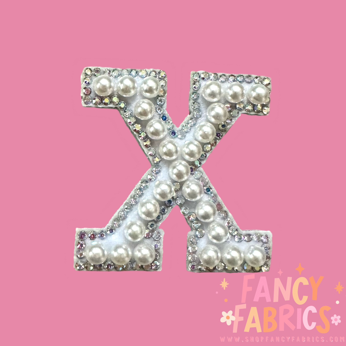 X (Pearls + Rhinstones) | Iron On Patch