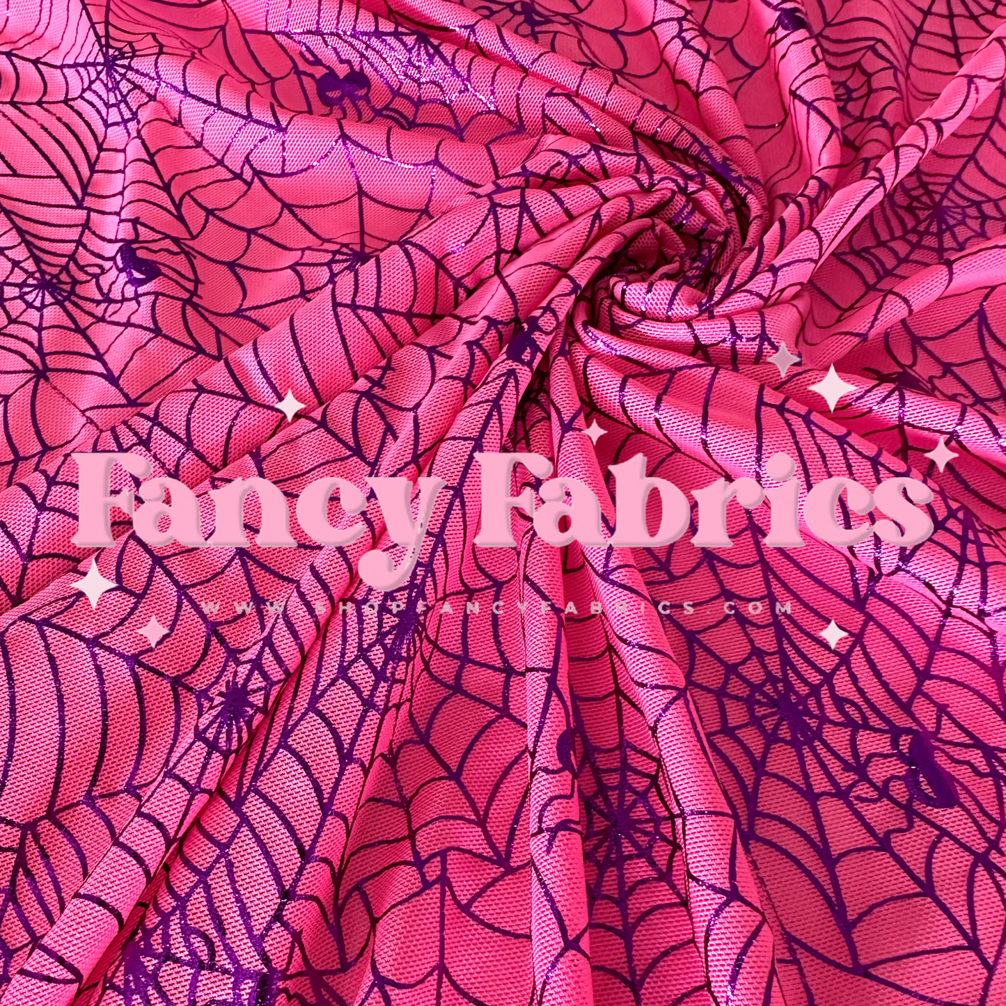 Hot Pink Spiderwebs | Stretch Mesh | Ready To Ship