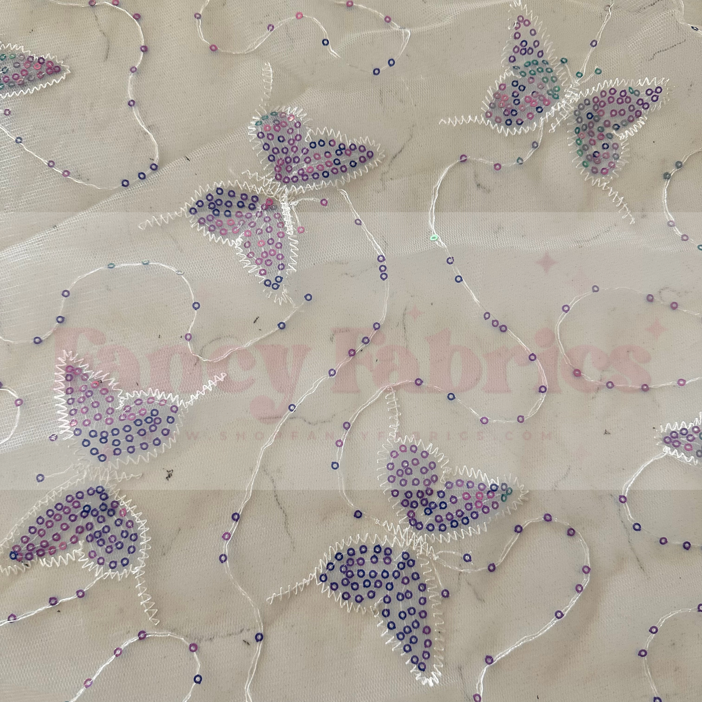 Yellow | Butterfly Sequin Mesh