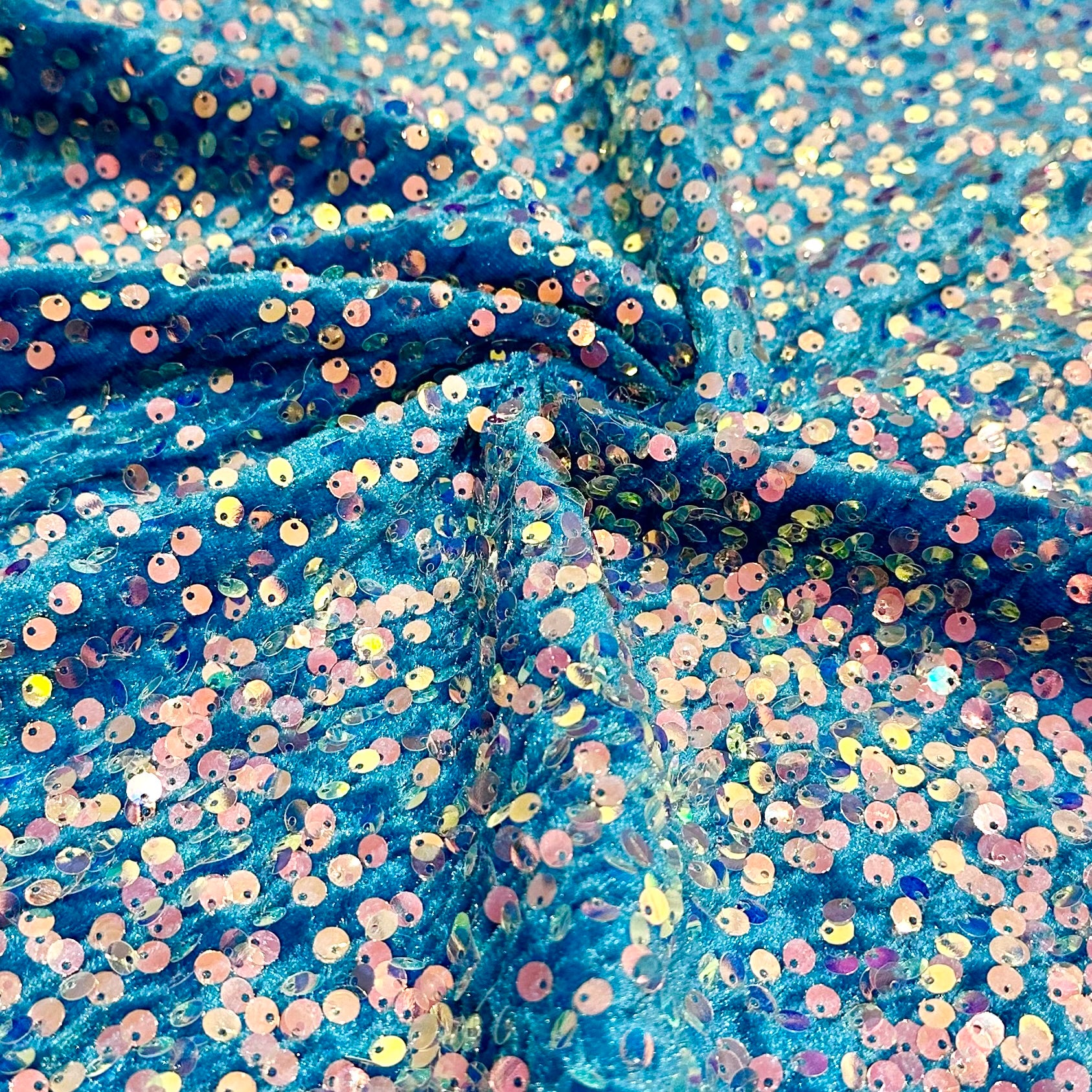 Pacific Blue | Stretch Sequin Velvet | Ready to Ship