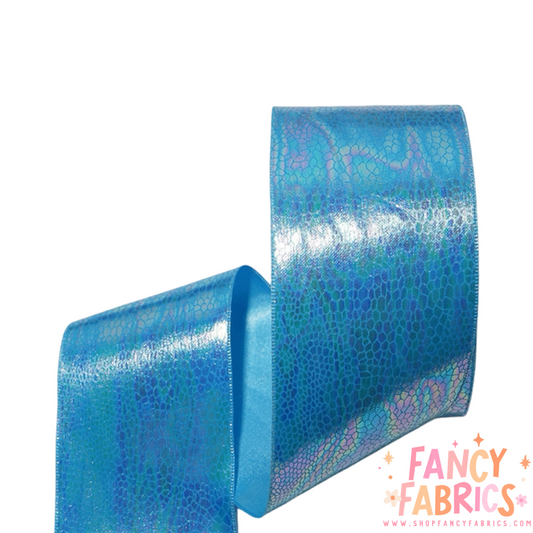 Blue Snakeskin | 3" Single Sided | Holographic Ribbon | Ready To Ship