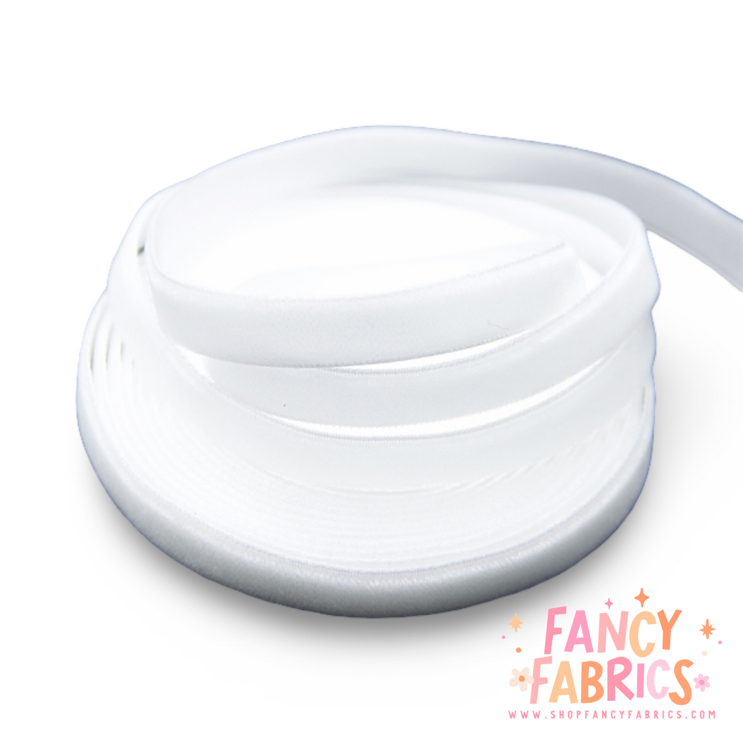 White | 3/8" Stretch Velvet | Ribbon | Sold By The Yard