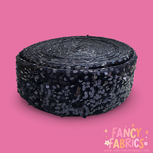 Midnight Blue | 3" Single Sided | Sequin Velvet Ribbon | Ready To Ship