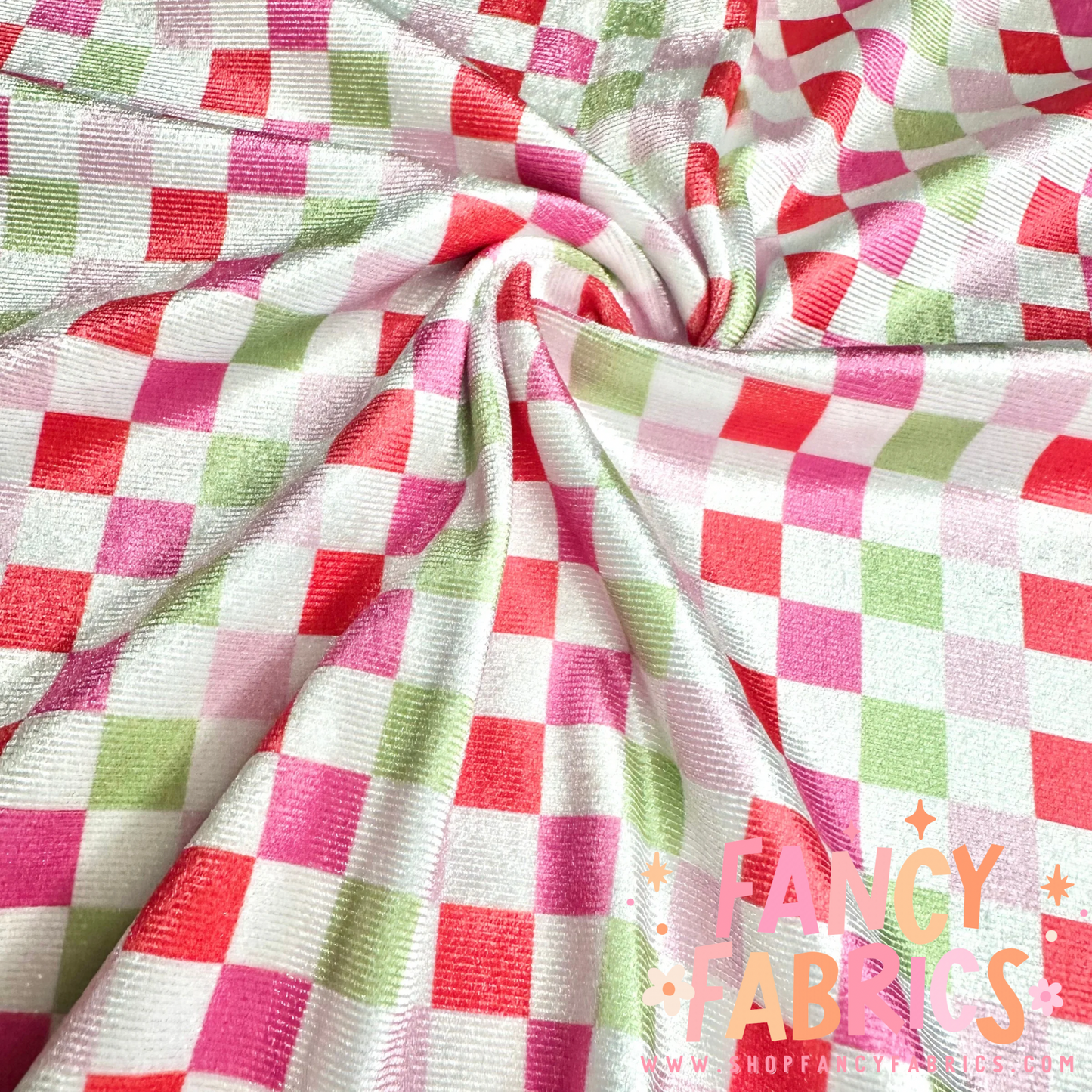 Trendy Christmas Checks | 4x4 Scaling | Stretch Velvet | Ready To Ship