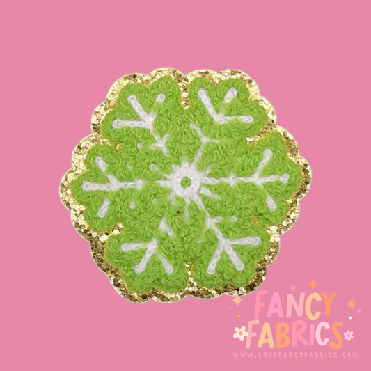 green snowflake iron on patch