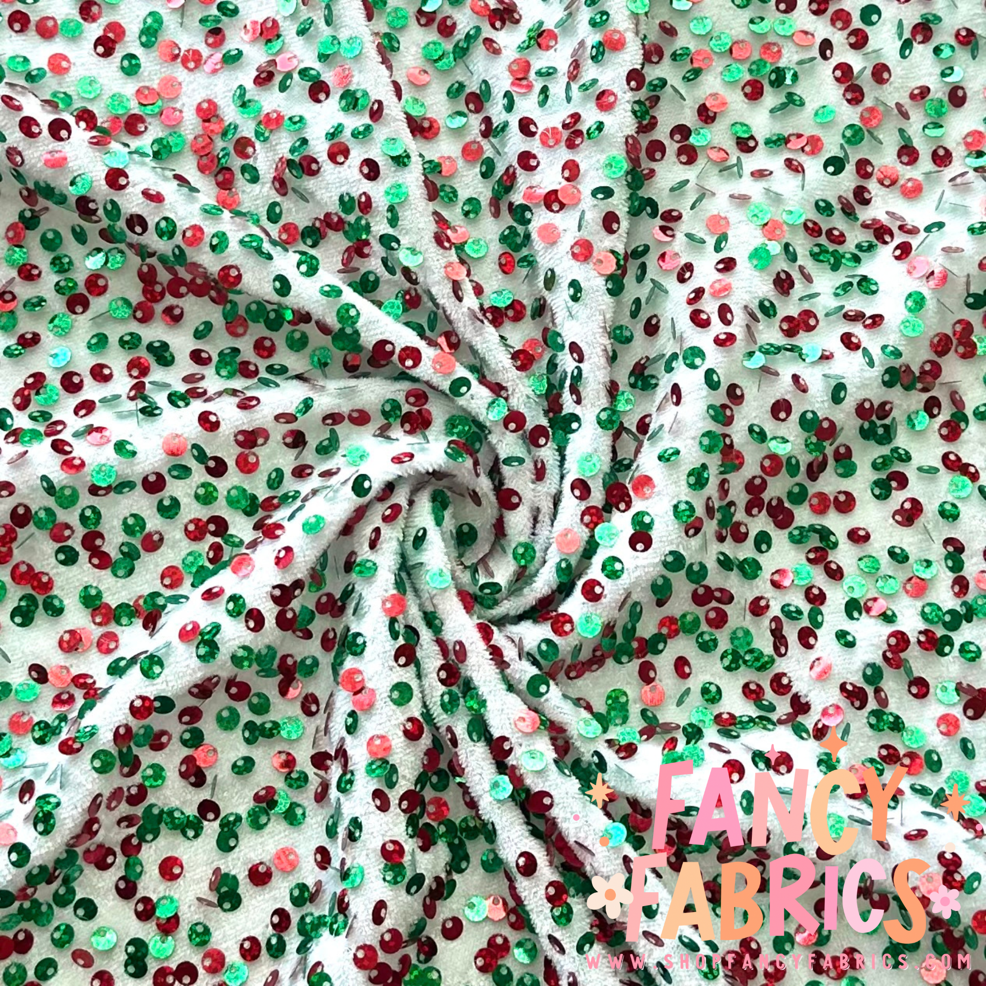 Red + Green | Stretch Sequin Velvet | Ready To Ship
