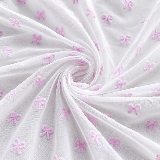 Flocked Bows (Baby Pink Bows) | Stretch Mesh | Ready To Ship