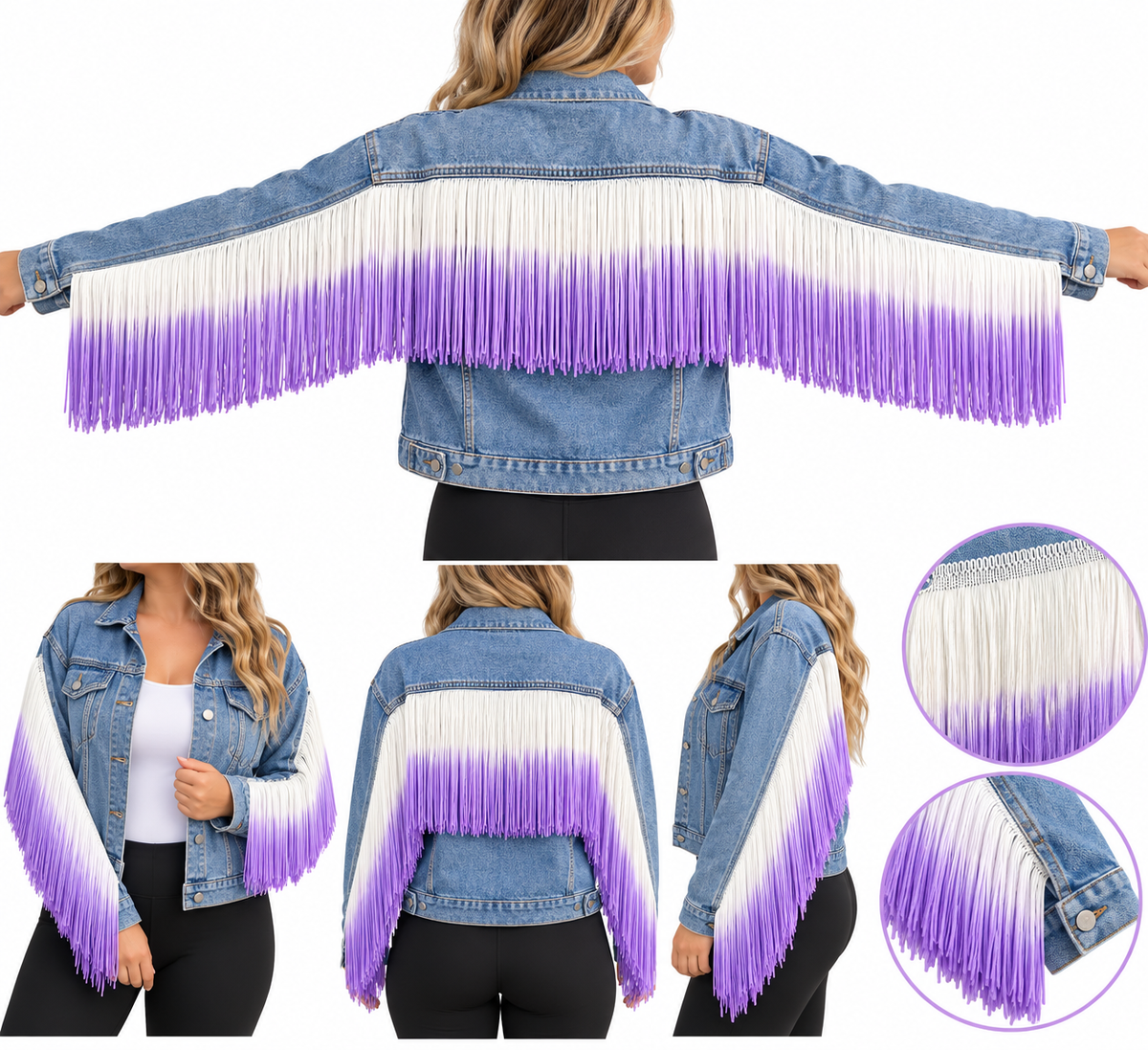 White + Lavender | Ombré Fringe | By The Yard