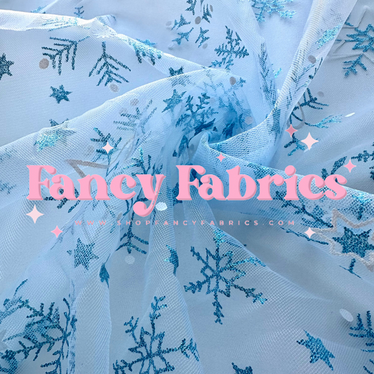 Blue Sparkle Snowflakes | Mesh | Ready To Ship