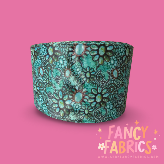 Country Gems (Turquoise) | 3" Single Sided | Printed Ribbon | Ready To Ship