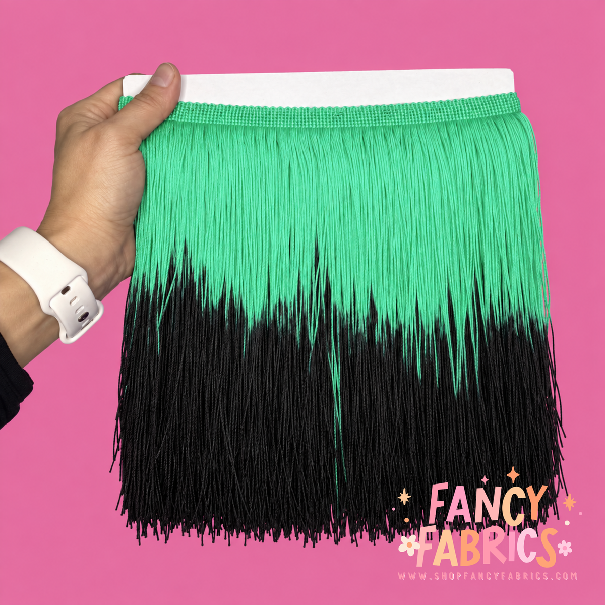 Mint + Black | Ombré Fringe | By The Yard
