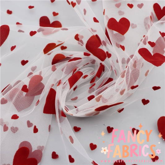 Assorted Flocked Hearts | Mesh | Ready To Ship