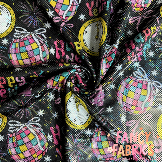 Happy New Year (Black) | 6x6 Scaling | Printed Shattered Holographic | Ready To Ship