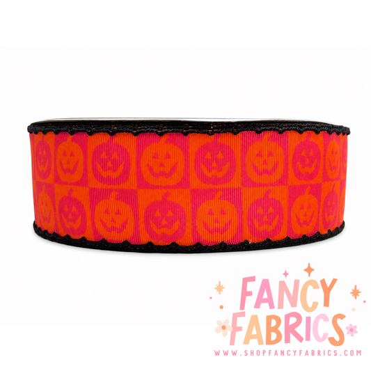 Pumpkin Checkers | 2" Single Sided | Moonstitch Printed Ribbon | Ready To Ship