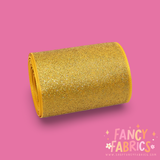 Yellow | 3" Single Sided | Solid Glitter Ribbon | Ready To Ship