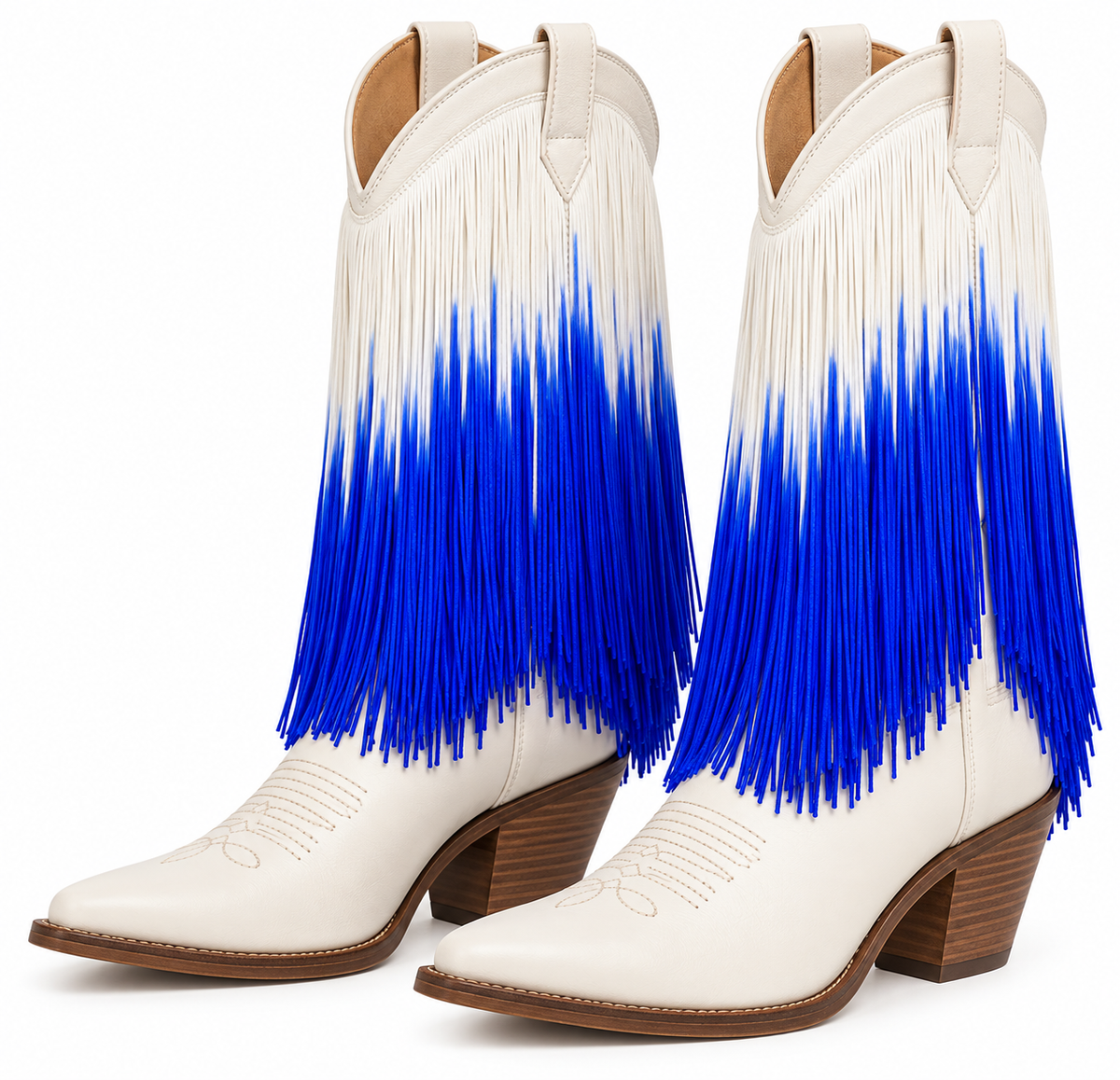 White + Royal Blue | Ombré Fringe | By The Yard