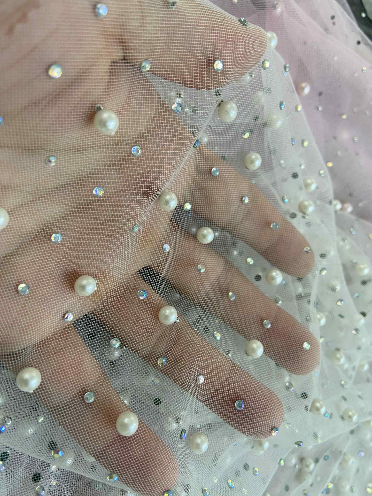 Rhinestone + Pearl Mesh | Ready To Ship