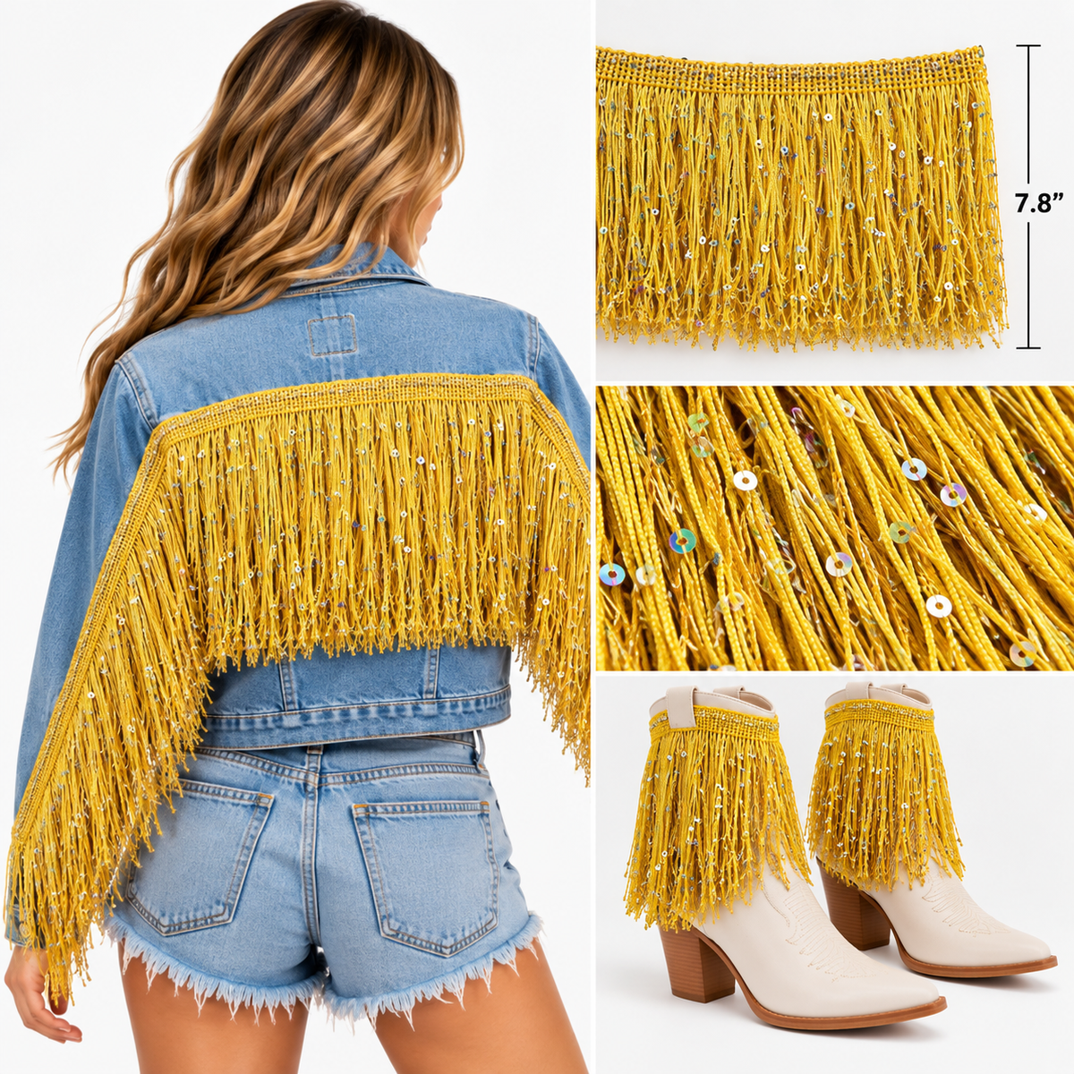 Yellow | Sequin Fringe | By The Yard