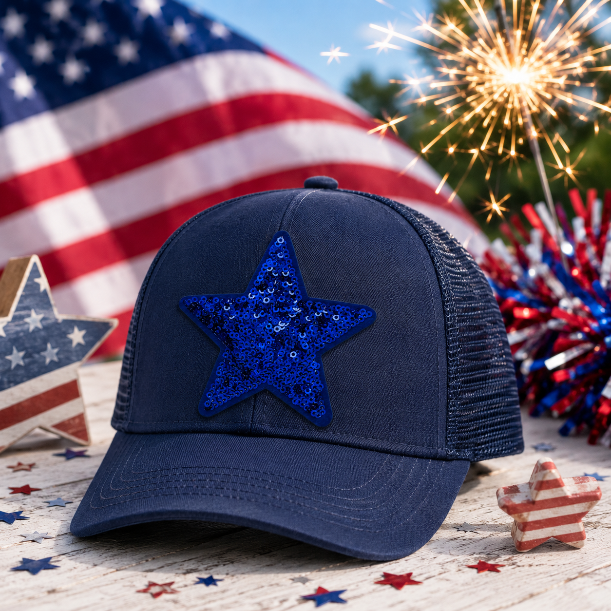 Blue Sequin Star | Iron On Patch | Ready To Ship