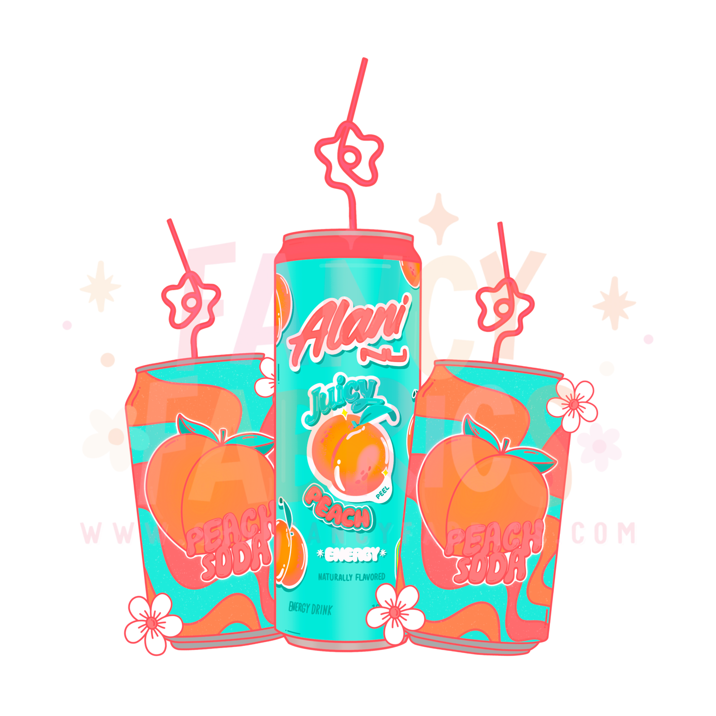 Peachy Energy Drinks | Adult Size | DTF Transfer | Ready To Ship