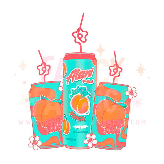 Peachy Energy Drinks | Adult Size | DTF Transfer | Ready To Ship