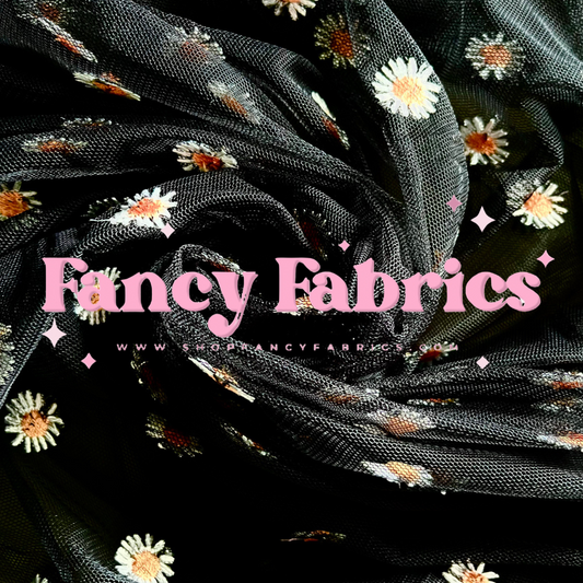 Black Daisy | Stretch Mesh | Ready To Ship