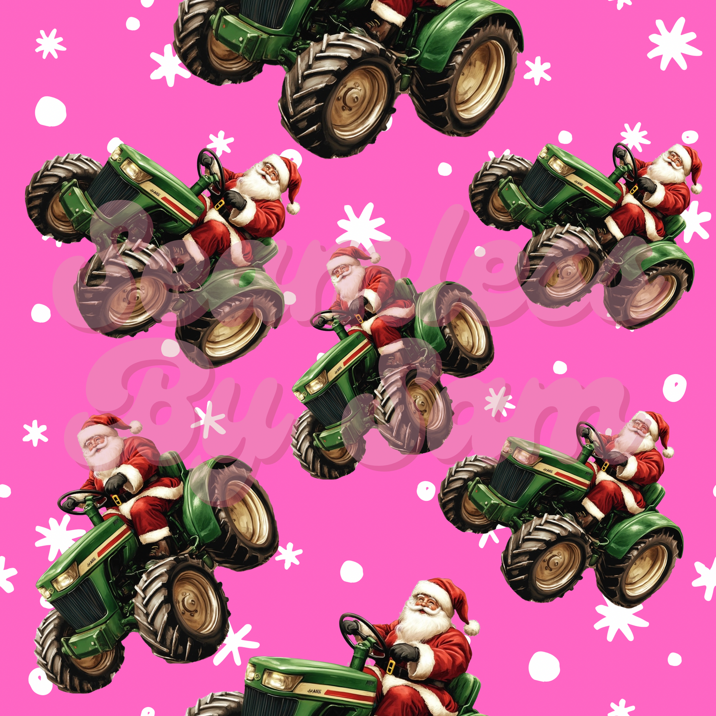 Tractor Santa (Pink) | Seamless File | Digital Download