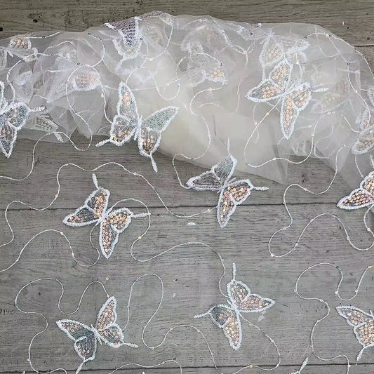 White | Butterfly Sequin Mesh | Ready To Ship