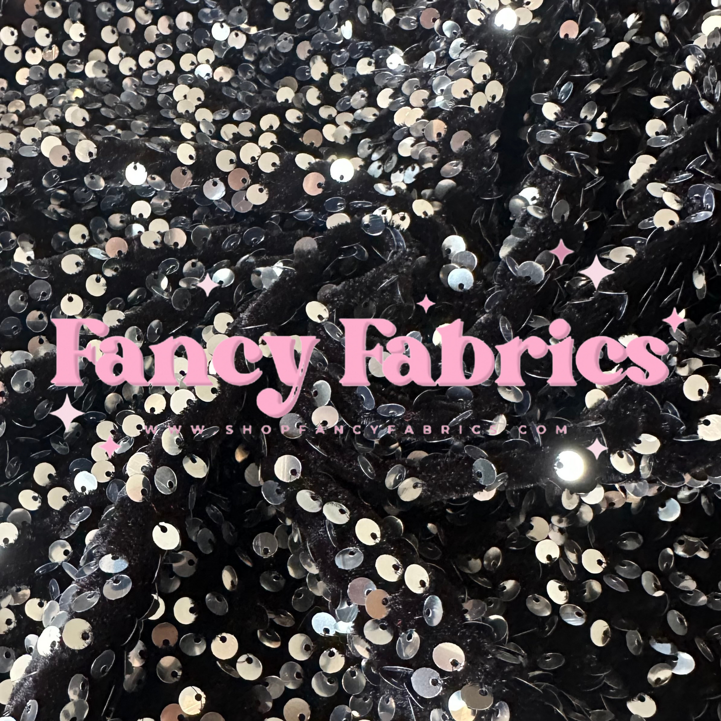 Silver + Black | Stretch Sequin Velvet | Ready To Ship