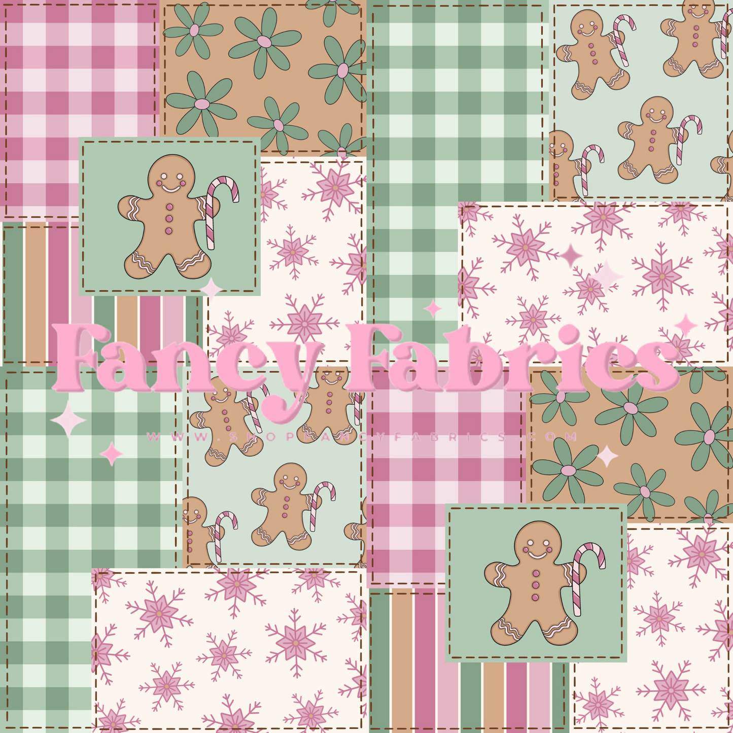 Lauren Liza Designs | Christmas Patchwork Pink | PREORDER | By The Yard