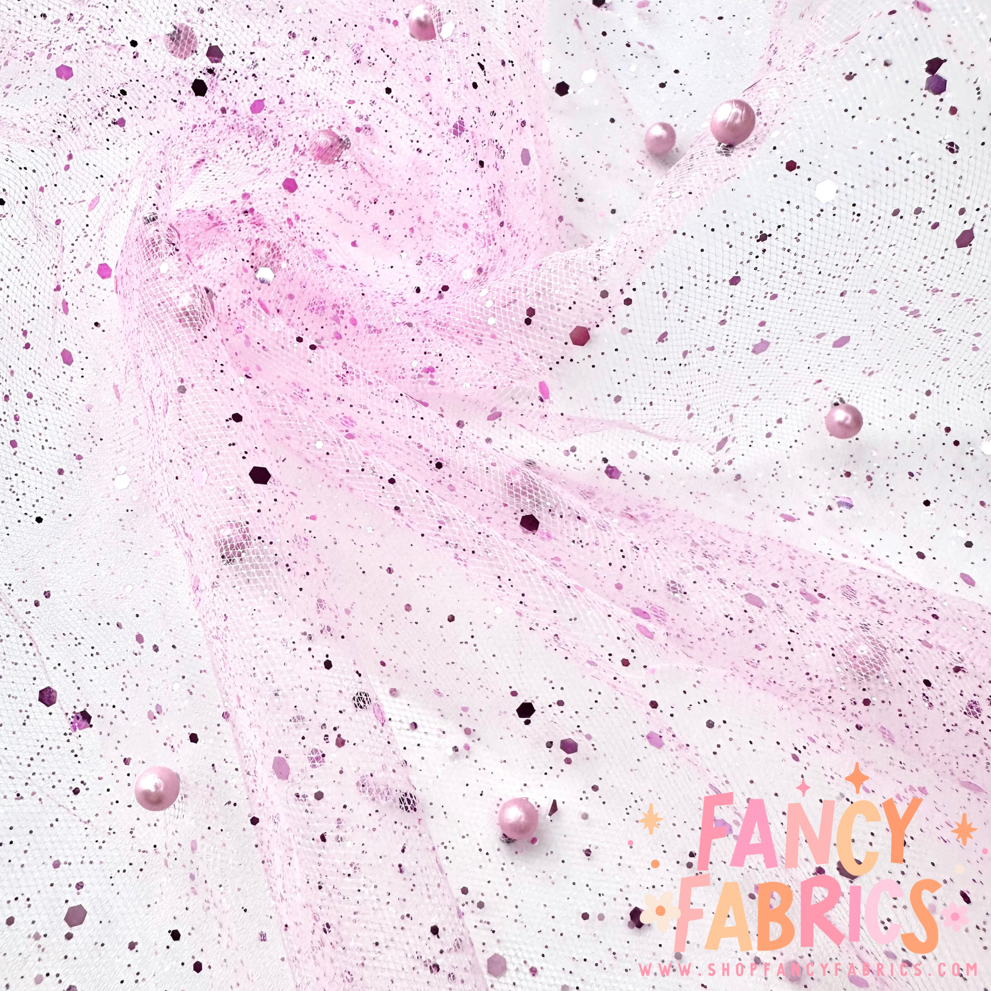 Baby Pink | Pearl + Foil Mesh | Ready To Ship