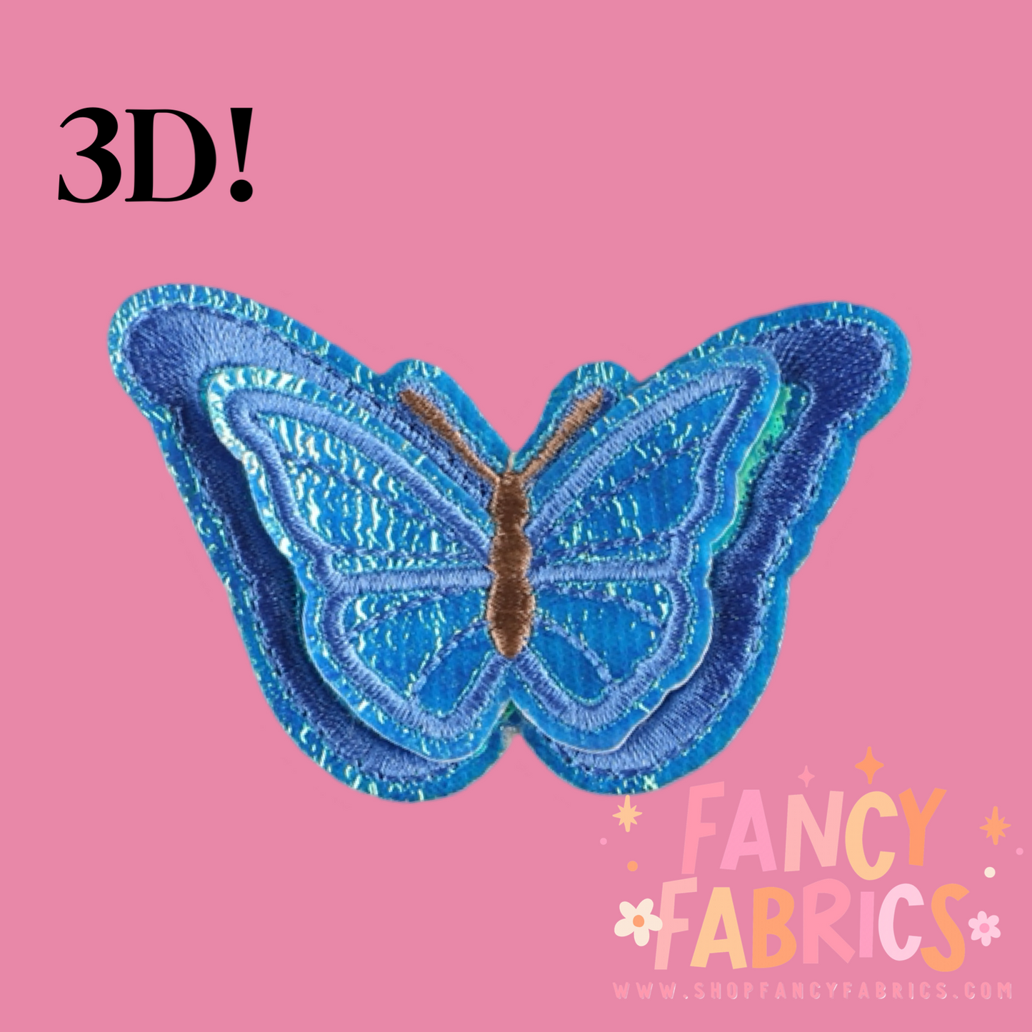 Blue 3D Butterfly Iron on patch