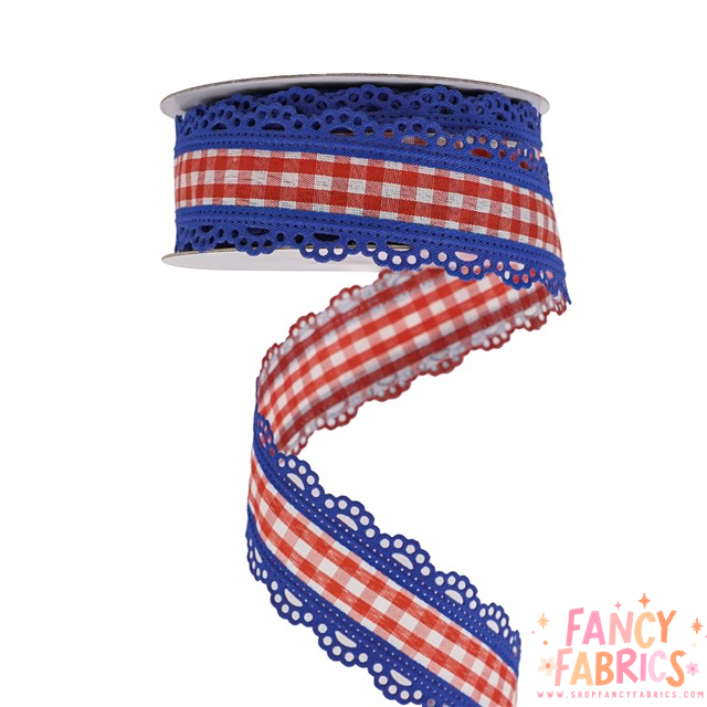 Red + Blue Plaid | 1.5" Single Sided | Ribbon | Ready To Ship