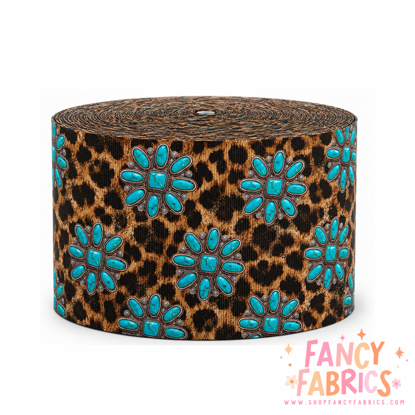 Turquoise Concho | 3" Single Sided | Printed Ribbon | Ready To Ship