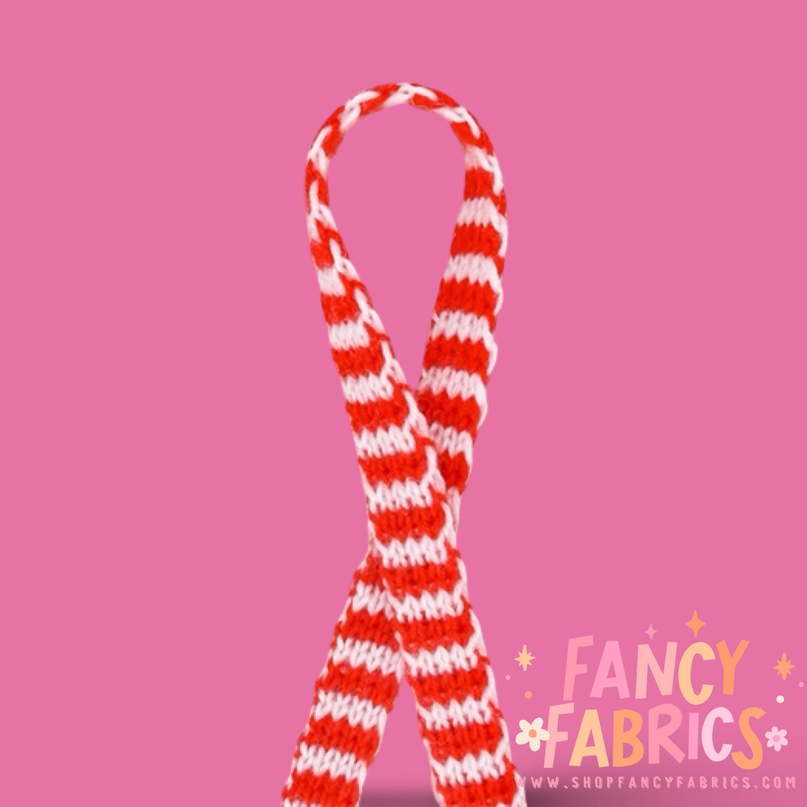 Red + White Striped | 0.6" Double Sided | Knitted Yarn | Ready To Ship