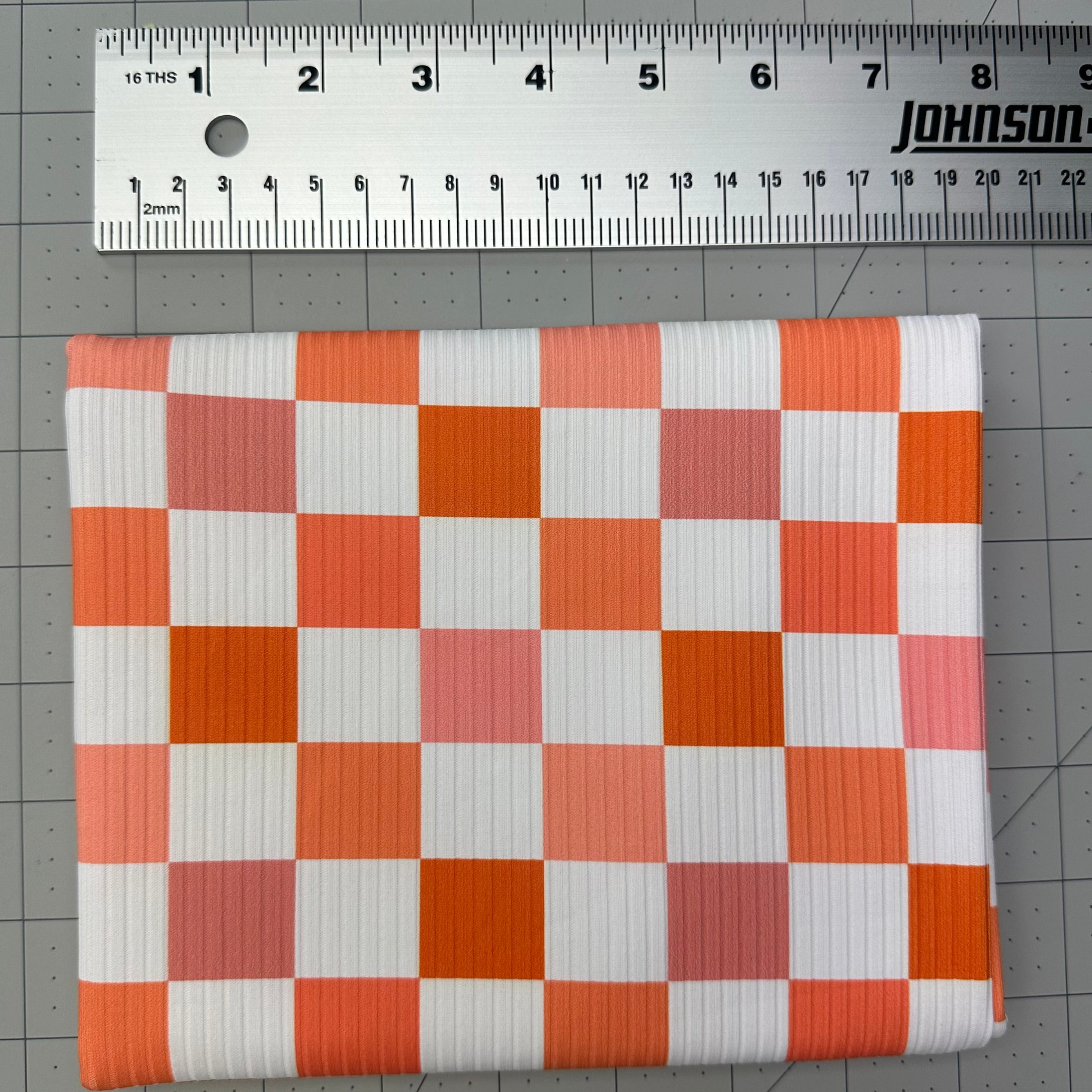 Orange Checkers | 8x8 Scaling | Skinny Rib | Ready To Ship