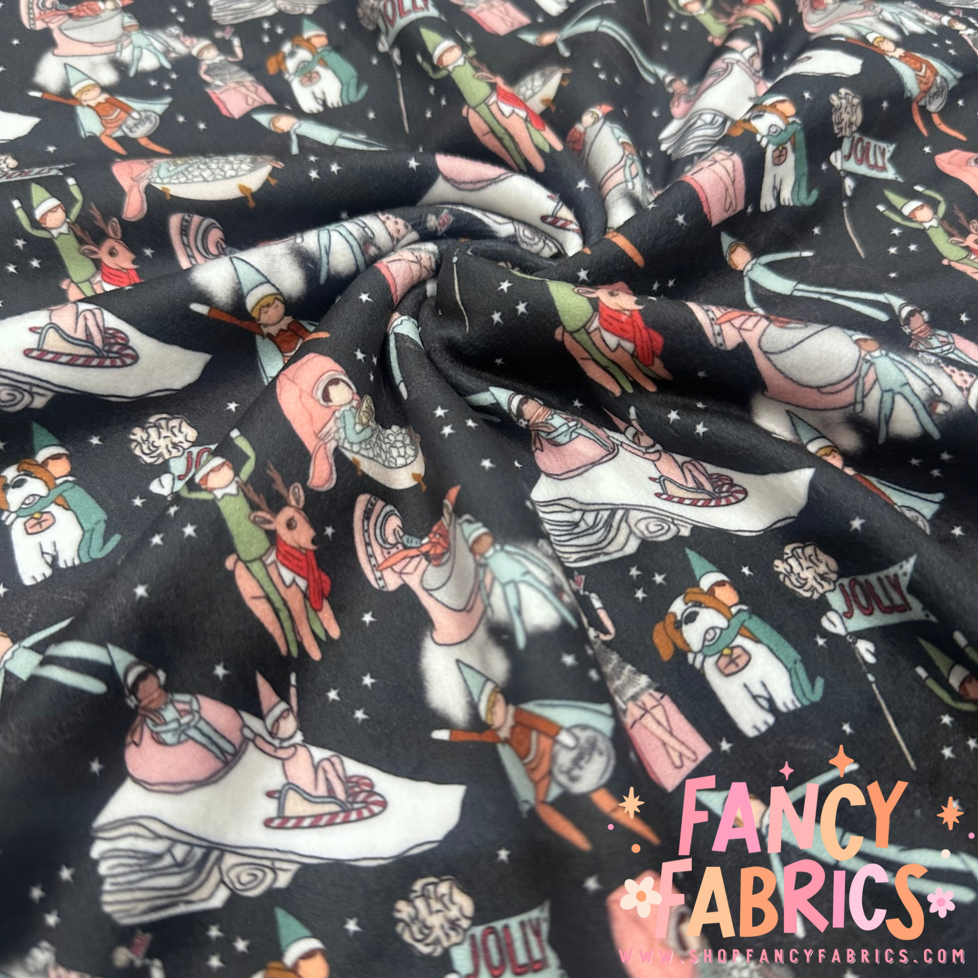 Elves (Black) | Single Sided Minky | Ready To Ship