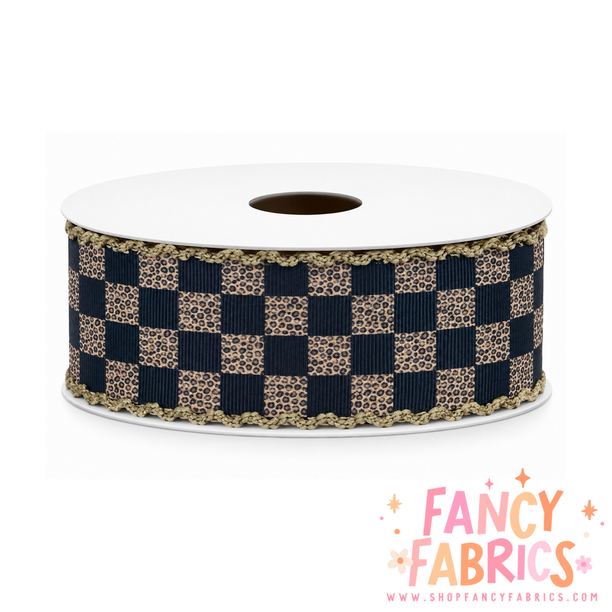 Leopard Checkers | 2" Single Sided | Moonstitch Printed Ribbon | Ready To Ship