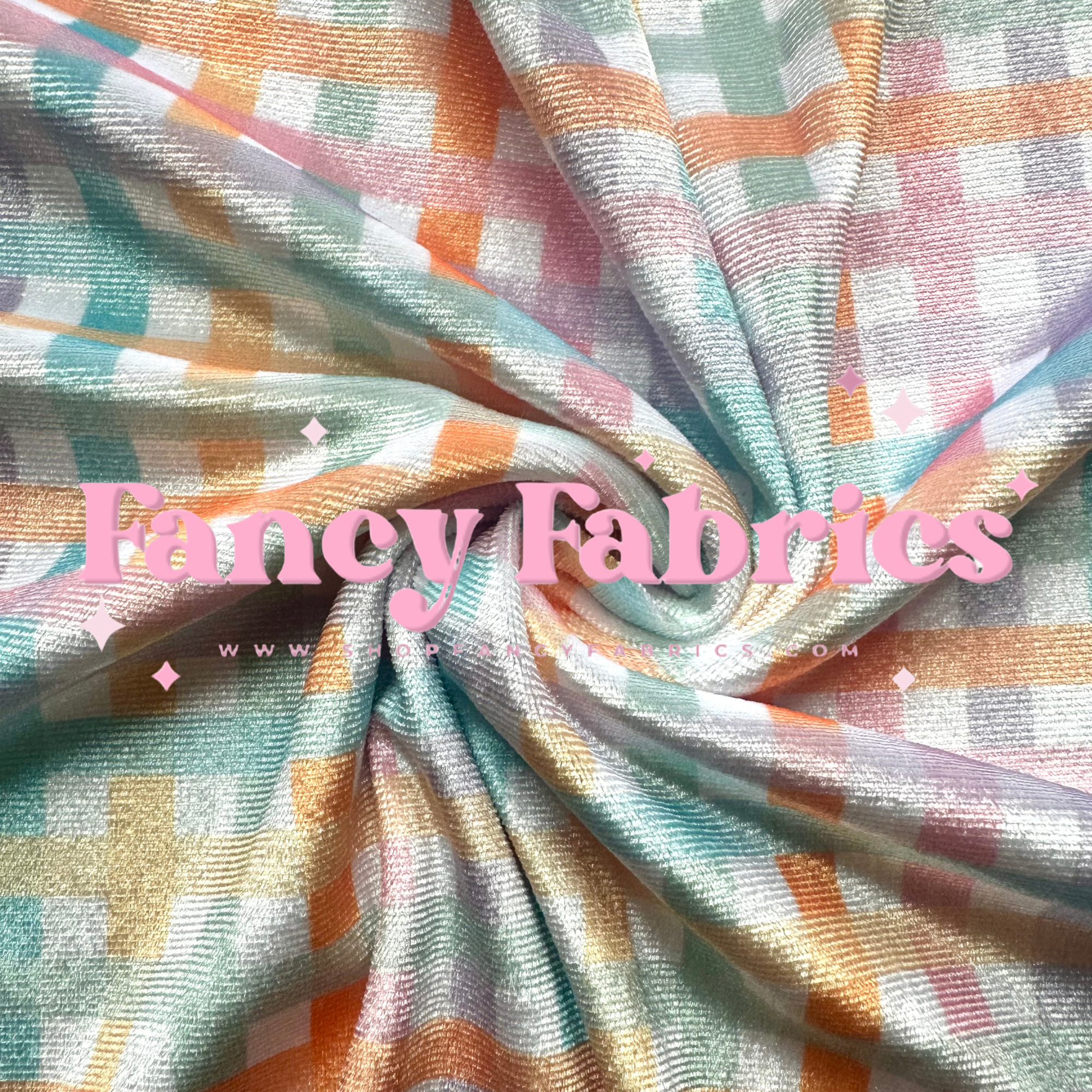 Rainbow Plaid | 4x4 Scaling | Plush Stretch Velvet | Ready To Ship