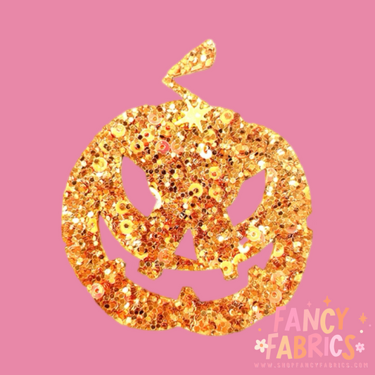 glitter jack o lantern iron on patch