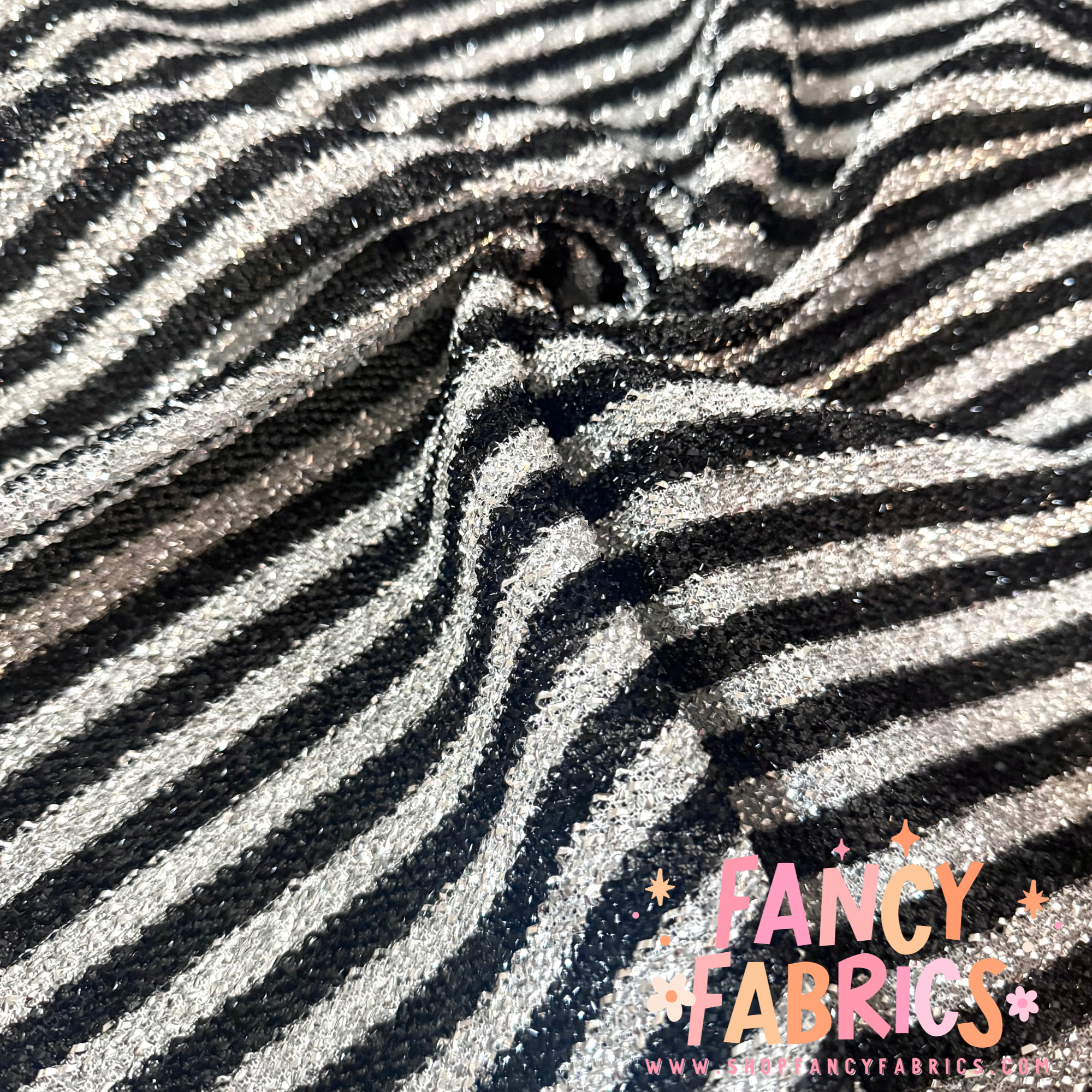 Black & White Stripes | Tinsel Fabric | Ready To Ship