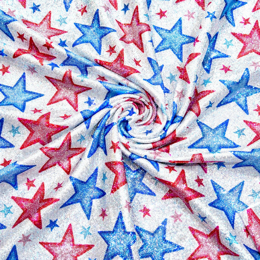 Red & Blue Stars | 4x4 Scaling | Printed Holographic | Ready To Ship