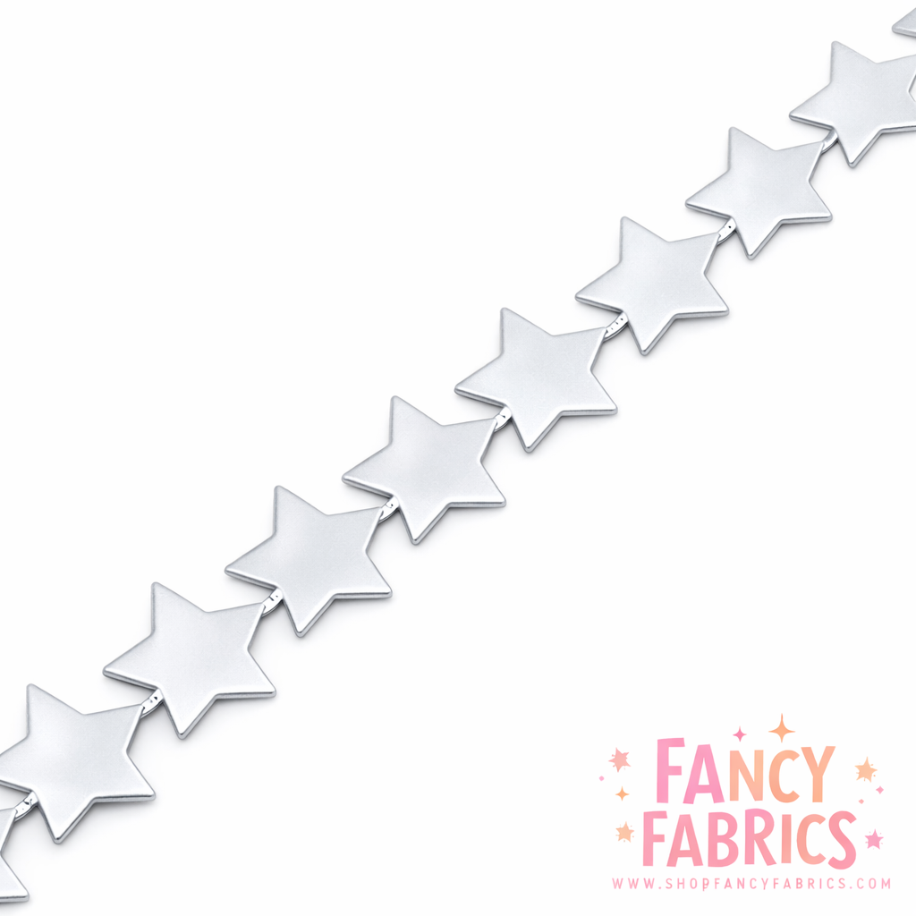 Silver | Star Embossed Ribbon | Sold By The Yard