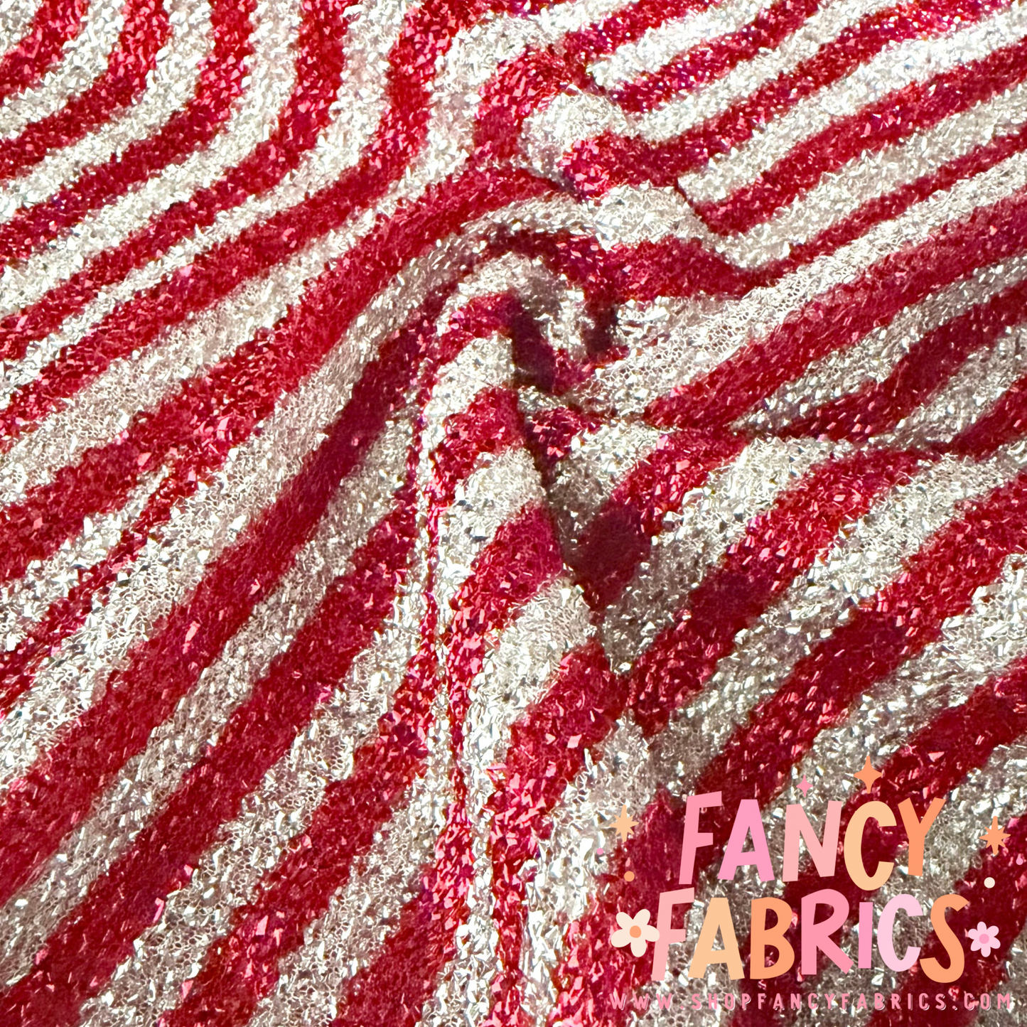 Candy Cane Stripes | Tinsel Fabric | Ready To Ship