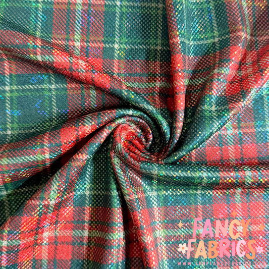 Christmas Plaid | 6x6 Scaling | Printed Shattered Holographic | Ready To Ship